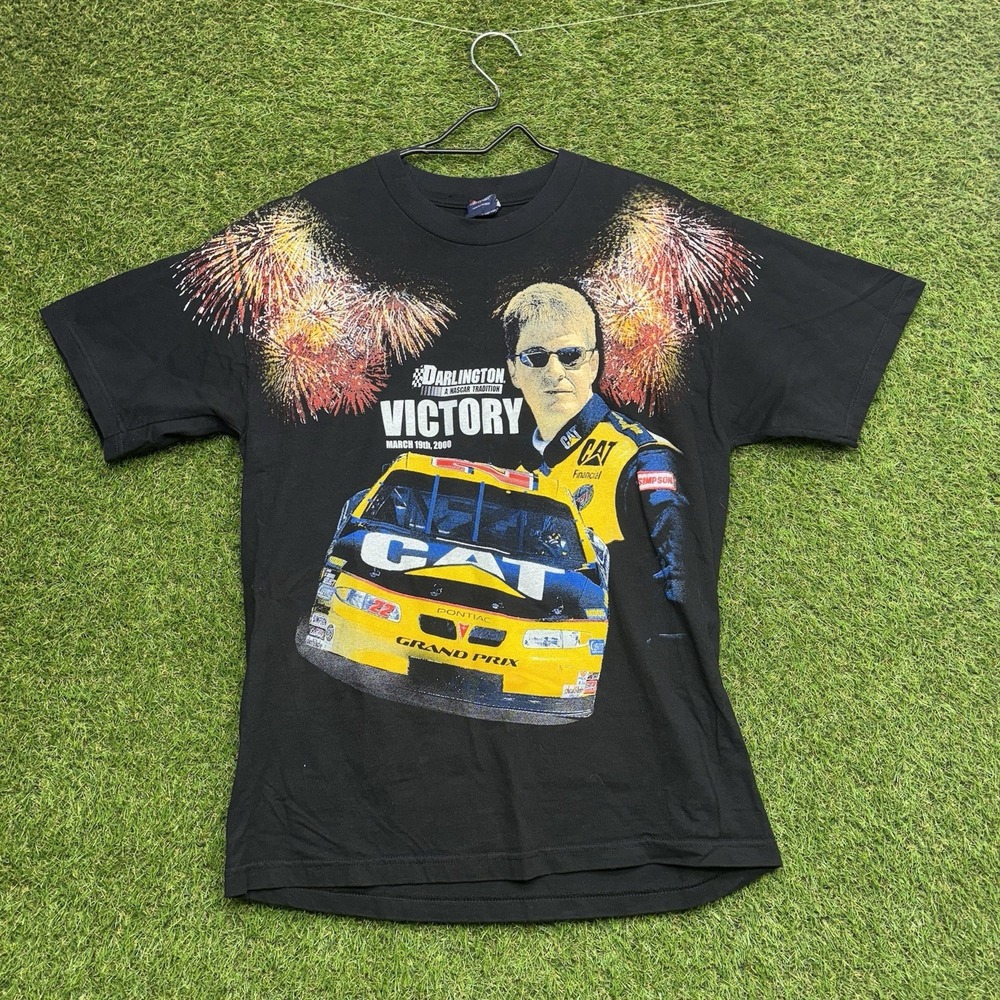 Nascar Racing Shirt Mens Large AOP Cat Ward Burton Short Sleeve 2000s y2k